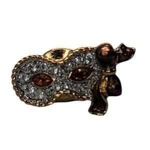 Swarovski Society Members Lapel Pin Masquerade Trilogy Mask Tabac 1999 Retired